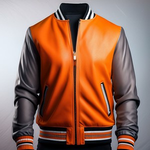 Vente en gros de veste baseball universitaire en toile de haute qualité avec broderie à col et logo personnalisé à l'avant - Product Image 5