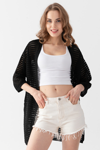 <span class=keywords><strong>Cardigan</strong></span> traforato <span class=keywords><strong>Beige</strong></span> di alta qualità da donna maglione a maglia <span class=keywords><strong>lungo</strong></span> Casual con motivo stampato Pullover Casual con Logo sul retro - Product Image 4
