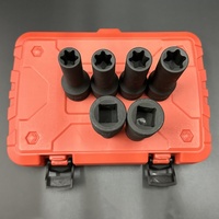 Juego de 6 Llaves de Impacto Cuadradas CR-MO de 6 Puntas, 3/4"DR, con Punta Métrica, Kit de Herramientas de Trinquete para Reparaciones DIY
