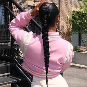 Customizable Women's Pink Cropped Varsity Wool <b>Jacket</b> Fashionable Button up <b>Sequin</b> Decoration 100% Wool Winter Letterman Style - Product Image 5