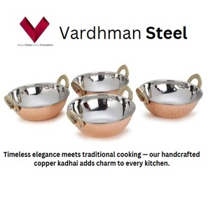 Olla Kadhai de Acero Inoxidable con Revestimiento de Cobre, Olla para Cocinar, Sartén, Kadai de Acero Inoxidable, Olla para Guisos, Olla para Curry - Product Image 2