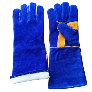 ถุงมือเชื่อมหนังวัวเสริม16นิ้ว, ถุงมือนิรภัยทนความร้อนและเปลวไฟสำหรับช่างเชื่อมบาร์บีคิว - Product Image 1