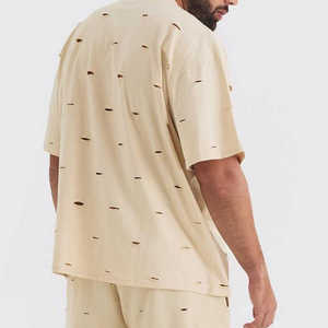 เสื้อยืดลายตัวถ่วงน้ำหนักของผู้ชายผ้าถักลายตัวอักษรผ้าคอตตอน100% เป็นมิตรกับสิ่งแวดล้อม - Product Image 2