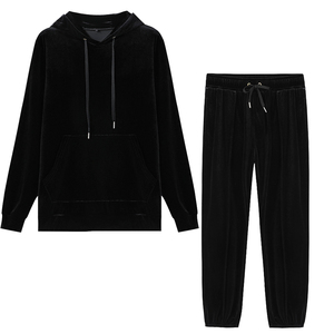 Otoño primavera moda chica púrpura terciopelo chándal ropa deportiva personalizada Unisex chándal Mujer dos piezas terciopelo chándal conjunto - Product Image 1