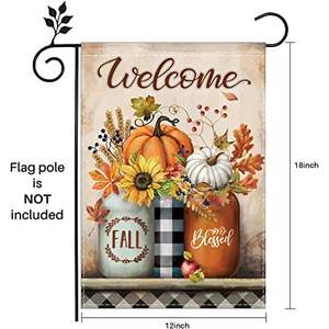 Paquete de 2 Banderas de Jardín Otoñales de 12 x 18 Pulgadas, Doble Cara, para Decoración Exterior de Bienvenida con Calabazas de Otoño, Estilo Rústico - Product Image 2