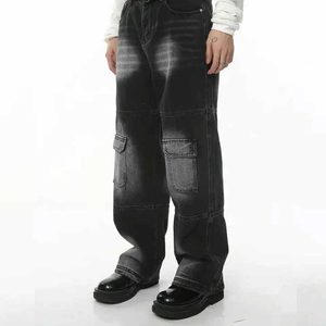 Pantalones vaqueros holgados sexis de estilo suelto a precio barato de alta calidad, pantalones vaqueros holgados de moda callejeros personalizados para hombre, pantalones vaqueros holgados negros para hombre - Product Image 4