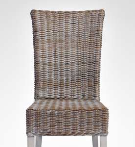 Chaise de salle à manger en rotin. Chaise de salle à manger en rotin tressé tendance avec cadre en bois d'acajou et grand tressage en rotin de couleur claire naturelle - Product Image 4