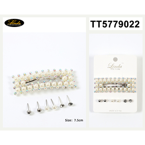 Barrettes à cheveux Linda en fausses perles 7 cm, élégantes, avec nœud, accessoire pour cheveux pour femmes, usage quotidien - Product Image 4