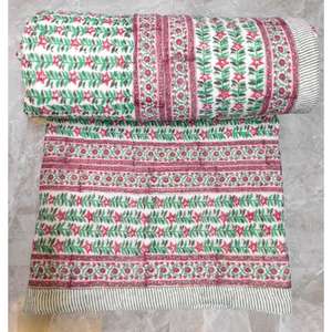 Edredón de algodón rajai jaipuri sanganeri rajai bloque hecho a mano impreso invierno manta cálida exportación fabricante - Product Image 5