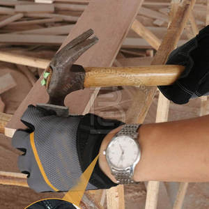 Gants de travail en cuir véritable pour hommes, vêtements de sécurité, gants de travail de couleur unie - Product Image 5