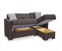 Ensemble de canapé-lit d'angle en forme de L moderne, revêtement en bois massif, rembourrage en coton, pieds en plastique, durable, confortable, petit canapé