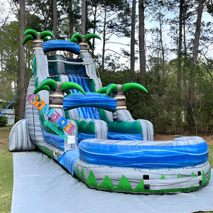 Tobogán Acuático Inflable de Grado Comercial Tropical Fiesta <span class=keywords><strong>Breeze</strong></span> de 18 pies con <span class=keywords><strong>Castillo</strong></span> Acuático y Piscina de Chapoteo - Product Image 2
