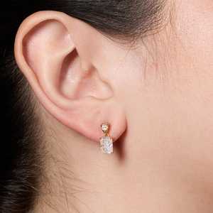 Boucles d'oreilles pendantes 191550 en argent 92,5 avec motif géométrique, or 14K et 18K, zircon, perle et diamant pour mariage, fête ou cadeau - Product Image 3