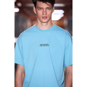 T-shirt à manches courtes pour homme GRIMELANGE VITO, 100% coton biologique, broderie avec inscription, coupe ample et oversize - Product Image 2
