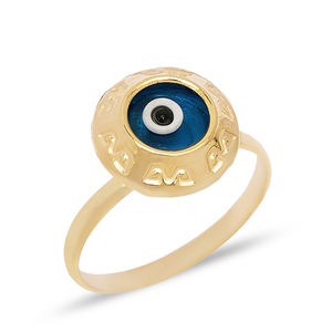 Anillo de diseño de ojo turco de forma redonda, joyería de plata de ley 925 hecha a mano turca al por mayor - Product Image 3