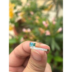 Vintage <b>Emerald</b> Blue Topaz <b>Ring</b> 925 Sterling <b>Silver</b> Handmade Gemstone <b>Ring</b> Wholesale Jewelry Supplier - Product Image 2