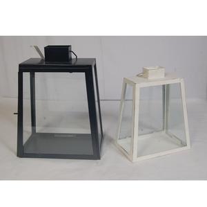 Linterna de vela blanca y negra de mejor tamaño a prueba de viento linterna de vela clásica de Metal decorativa para patio y hogar - Product Image 1