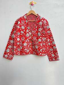 Jersey acolchado informal para mujer, abrigo indio con estampado de bloques de mano, Kimono Floral con estampado de algodón, botón Reversible para todas las estaciones - Product Image 4