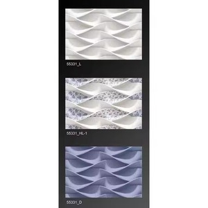 Azulejos de pared de cerámica ondulada 3D de mármol azul artístico 12x18in 30x45cm Resaltador brillante 300x450mm Porcelana a precio justo - Product Image 1