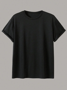 Camisetas de Manga Corta Casuales de Algodón 100% Personalizadas al por Mayor, Cuello Redondo, Color Sólido, Ropa para Hombre - Product Image 2