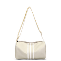 Petit sac de sport en nylon rayé crème pour femme, sac à bandoulière décontracté, sac de voyage, de gym, de yoga, de week-end, mignon et kawaii
