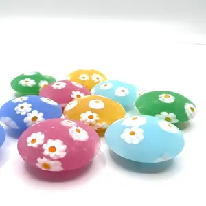 Vintage vénitien Millefiori Murano Pastel marguerite cristal & perles de verre au chalumeau 8mm plat grand & 4mm en vrac pour la fabrication de bijoux - Product Image 2