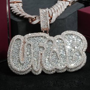 Colgante Personalizado con Letras de Burbuja |   Moissanita VVS |   Plata de Ley 925 |   Joyería Hip Hop con Incrustaciones de Diamantes - Product Image 1