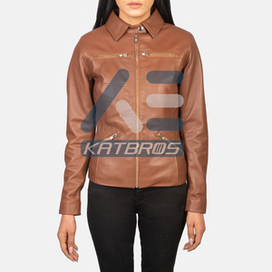 Veste en cuir véritable pour femme, forme moderne, toucher doux, coupe chaude, qualité supérieure, élégante, prête pour la ville - Product Image 2