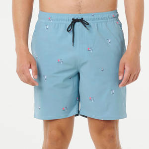 Shorts de bain en toile extensible pour hommes, de marque, respirants, taille mi-haute, séchage rapide, unis, avec cordon de serrage - Product Image 1