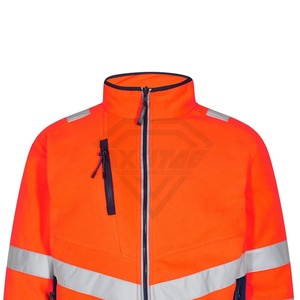 แจ็กเก็ตนิรภัย Hi VIS ระบายอากาศได้ดีปรับแต่งได้เสื้อแจ็กเก็ตมีกระเป๋าด้านข้างมีซิปสำหรับผู้ใหญ่ใช้บริการ OEM - Product Image 4