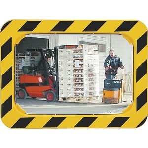 Convex Safety Traffic <b>Mirror</b> H600xW800mm <b>Plastic</b> Yellow/Black for 2 Directions 20m SPL - Product Image 1