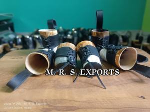 100% authentique gravé brûler fini Viking corne à boire tasse haute qualité Viking verre à liqueur à bas prix par M R S EXPORTS - Product Image 6