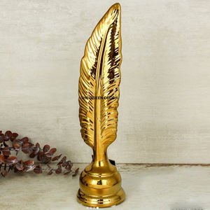 งานประติมากรรมตกแต่งลายใบไม้จริง ดีไซน์ใหม่ล่าสุด ทำจากโลหะอะลูมิเนียม ชุบทอง  ขายส่งจำนวนมาก - Product Image 1