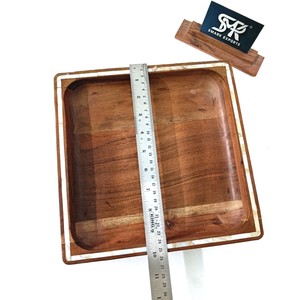 Plateau carré en bois moderne de luxe avec bordure en nacre pour la décoration de la maison, l'organisation de la coiffeuse et le service - Product Image 3