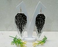 Boucles d'oreilles bohèmes faites à la main avec franges, bijoux de mode pour femmes avec perles de verre et graines de cuivre pour cadeau
