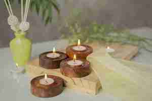Wood Candle <b>Holders</b> with Matchbox Wedding Gift for Christmas Stand Type <b>Tealight</b> <b>Holder</b> - Product Image 2