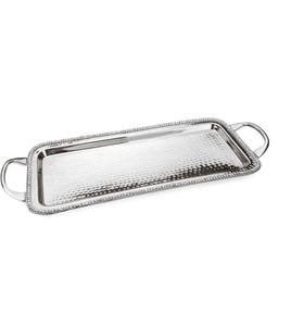 Bandeja de Servicio Tradicional de acero inoxidable con exquisitos grabados florales y diseño real, lo que la convierte en una opción de coleccionista - Product Image 1