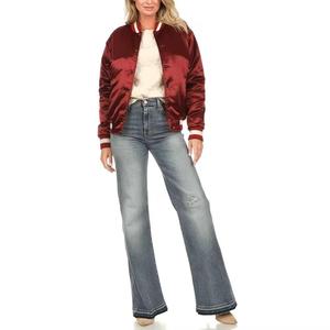 Personalizado Varsity bordado acolchado forrado mujeres personalizado béisbol Bomber Varsity chaqueta de satén para las mujeres - Product Image 4