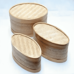 premium Eco-Friendly Handwoven Wooden Storage <b>Baskets</b> with Lids Decorative & Functional Set - Product Image 1