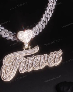 Collier avec pendentif en moissanite argenté sur commande personnalisée, pendentif avec lettre personnalisée, moissanite certifiée GRA, bijoux pour hommes et femmes - Product Image 2