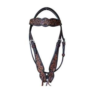 Elegante cabeza de caballo occidental Premium brida de cuero de vaca mecanizada a mano con patrón floral equipo de equitación para exportación de caballos - Product Image 1