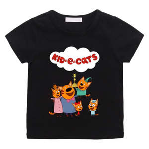 T-shirt pour enfants avec logo personnalisé imprimé, haut décontracté en jersey de coton et polyester pour enfants, motif familial Kid-E-Cats - Product Image 5