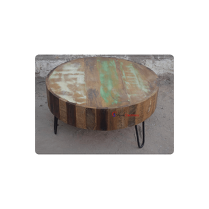 Elegante mesa de centro de madera de hierro Diseño industrial 70x70x38 cm Acabado de cera PP Ecológico para el hogar Oficina Uso en apartamentos al aire libre - Product Image 6