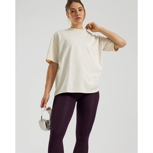 2025 femmes haut court lavage à l'acide T-shirts meilleur Design col rond uni blanc personnalisé grande taille lavage à l'acide t-shirts-Offre Spéciale - Product Image 3