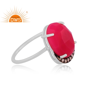 Meilleure qualité en argent sterling fin Cz naturel et calcédoine rose bague empilable fabricant de bijoux personnalisés - Product Image 2