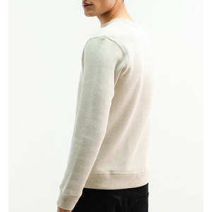 Sudadera extragrande de cuello redondo de algodón 100% para hombre, lana gris, logotipo personalizado, forro polar de peso pesado para invierno con logotipo frontal - Product Image 2