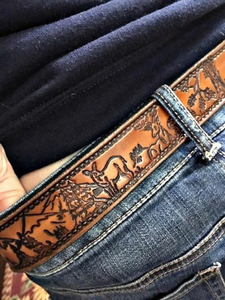 Cinturón de cuero genuino resistente para hombre más vendido, diseño de árbol de hoja de roble Bellota hecho a mano, longitud personalizada, PU para hebilla, regalo para hombre - Product Image 3