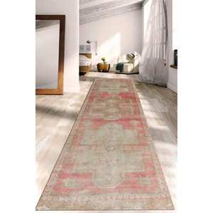 Tapis de style turc rouge : design vintage, tapis imprimé adapté aux animaux domestiques, tapis fin non tissé - Product Image 4