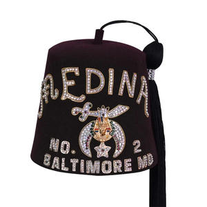 BRICKS MASONS Shriners Fez Hat Maroon With White Sparkling <b>Rhinestones</b> Row Painting Resin Crafts cap High Quality Fez HAT 2026 - Product Image 1