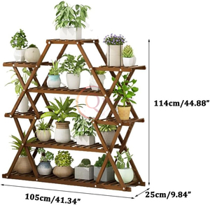 Support de plante en bois avec étagères à plusieurs niveaux pour une décoration intérieure élégante Présentoir géométrique pour la verdure intérieure par - Product Image 5